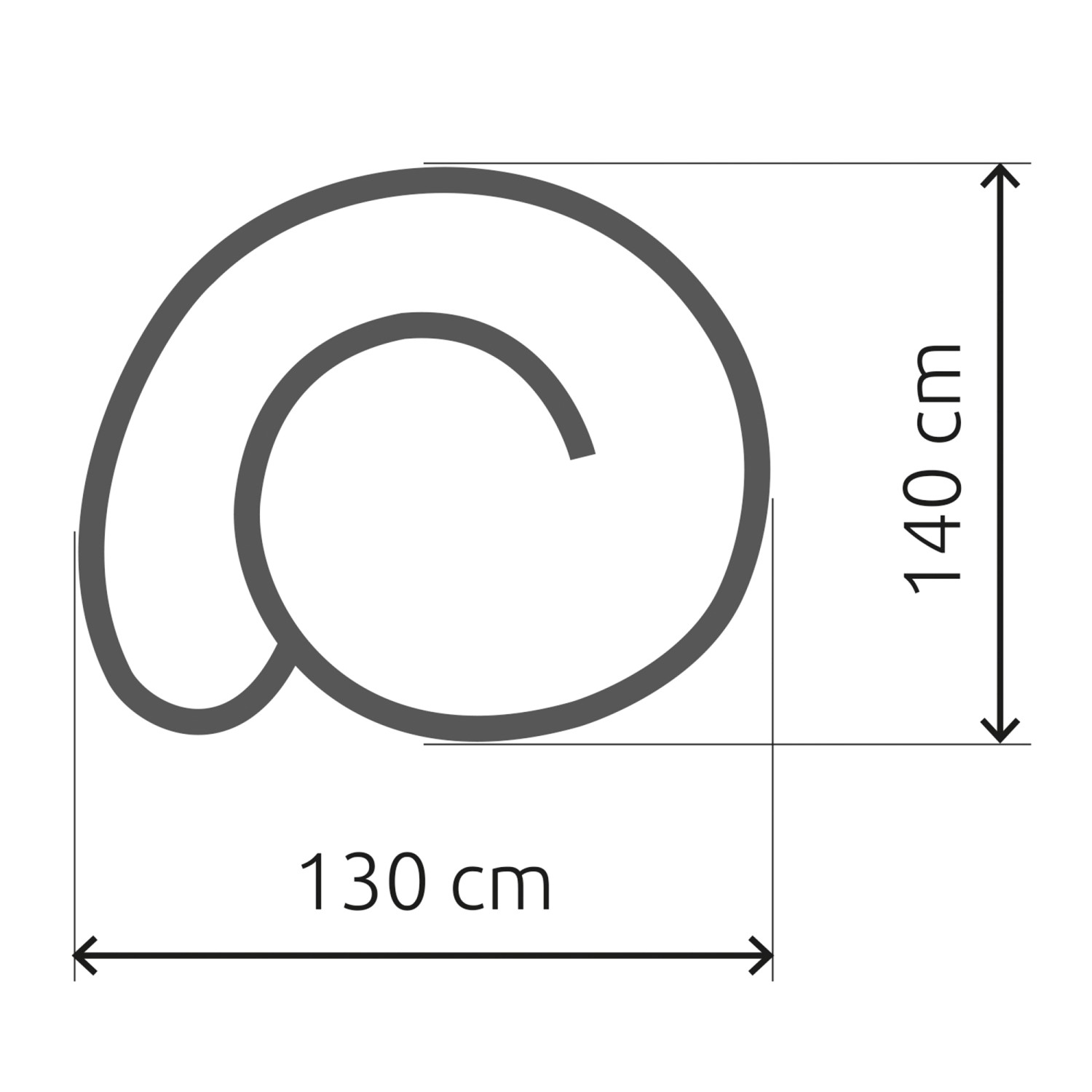 Draufsicht Bellissa Kräuterspirale Cortenstahl mit Maßangaben 140x130cm.