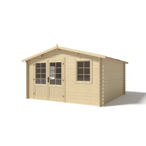 Altanka Gartenhaus DOM371, 4x4m, 40mm, aus Fichtenholz mit Doppeltür und Fenster.