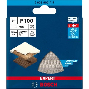 Bosch Expert M480 Netzschleifblätter, 5 Stück, K100, 93x93mm, für Deltaschleifer.