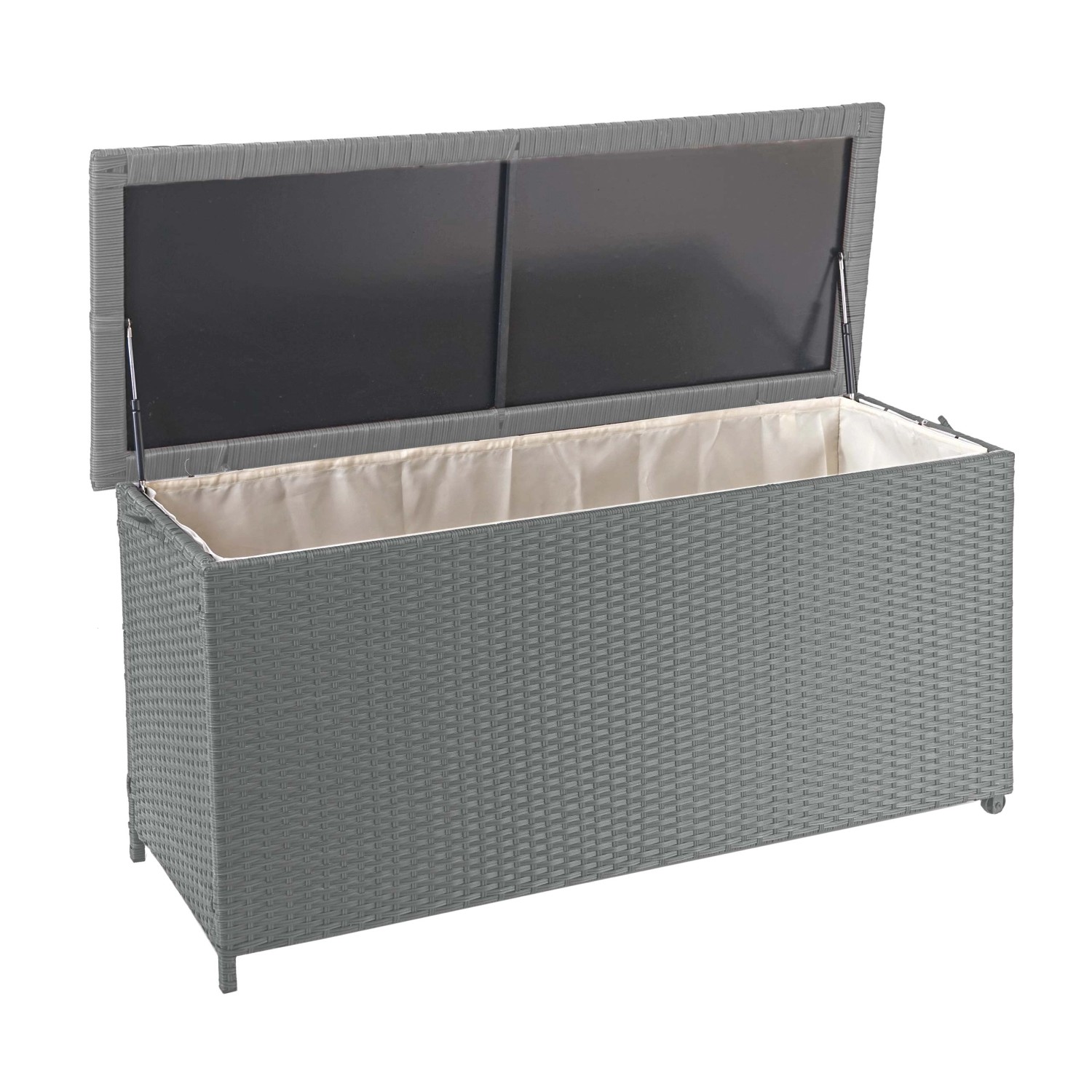 MCW Poly-Rattan Kissenbox D88 320l Premium Grau 63x135x52cm 320l günstig online kaufen