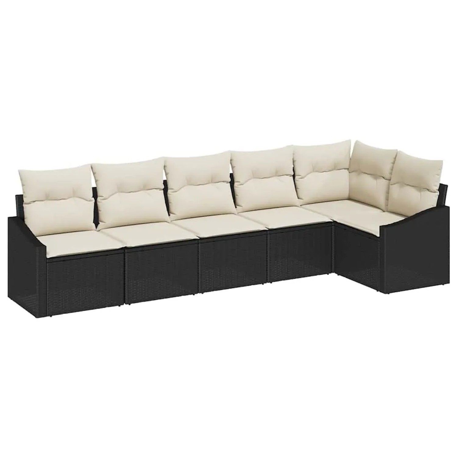 vidaXL Sofa Set mit Kissen 6-Tlg Schwarz und Creme Poly-Rattan 3355406 günstig online kaufen