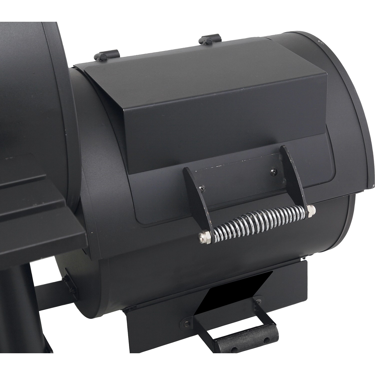 Detailaufnahme des schwarzen tepro Smoker Milwaukee Holzkohlegrills mit Griff.