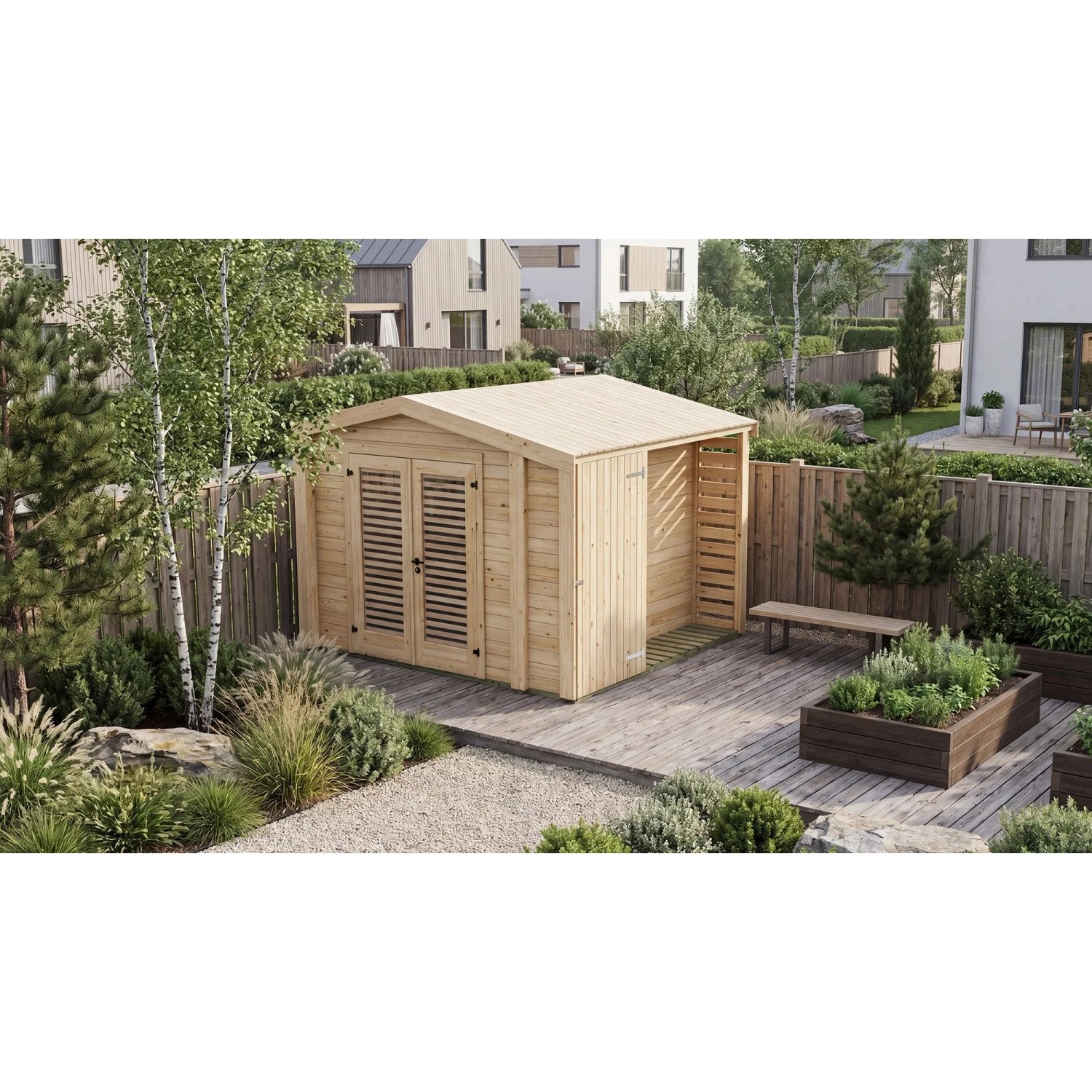 Weka Holz-Gartenhaus Killarney Satteldach Natur Unbehandelt 361 cm x 313 cm