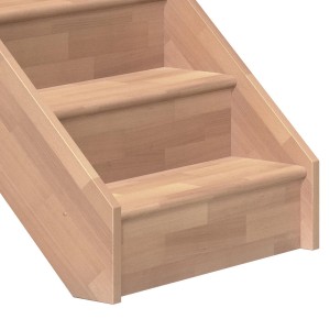 Dolle Raumspartreppe Paris, Buche, gerade, mit Setzstufen. Detailansicht der Holzstufen.