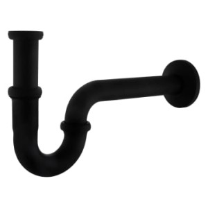 Sturotec Röhrensiphon, 1 1/4 Zoll, schwarz matt, für Waschbecken.