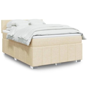vidaXL Boxspringbett mit Matratze Creme 160x200 cm Stoff 3289417