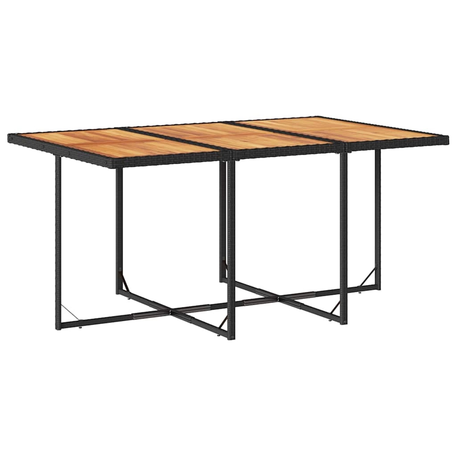 vidaXL Garten-Esstisch, 165x106 cm, Akazie/Rattan, schwarz/braun. Teil der 11-tlg. Garten-Essgruppe.