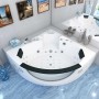 AquaVapore Whirlpool Eckbadewanne W06H-TH-SC, 152x152cm, mit Düsen und Armaturen.
