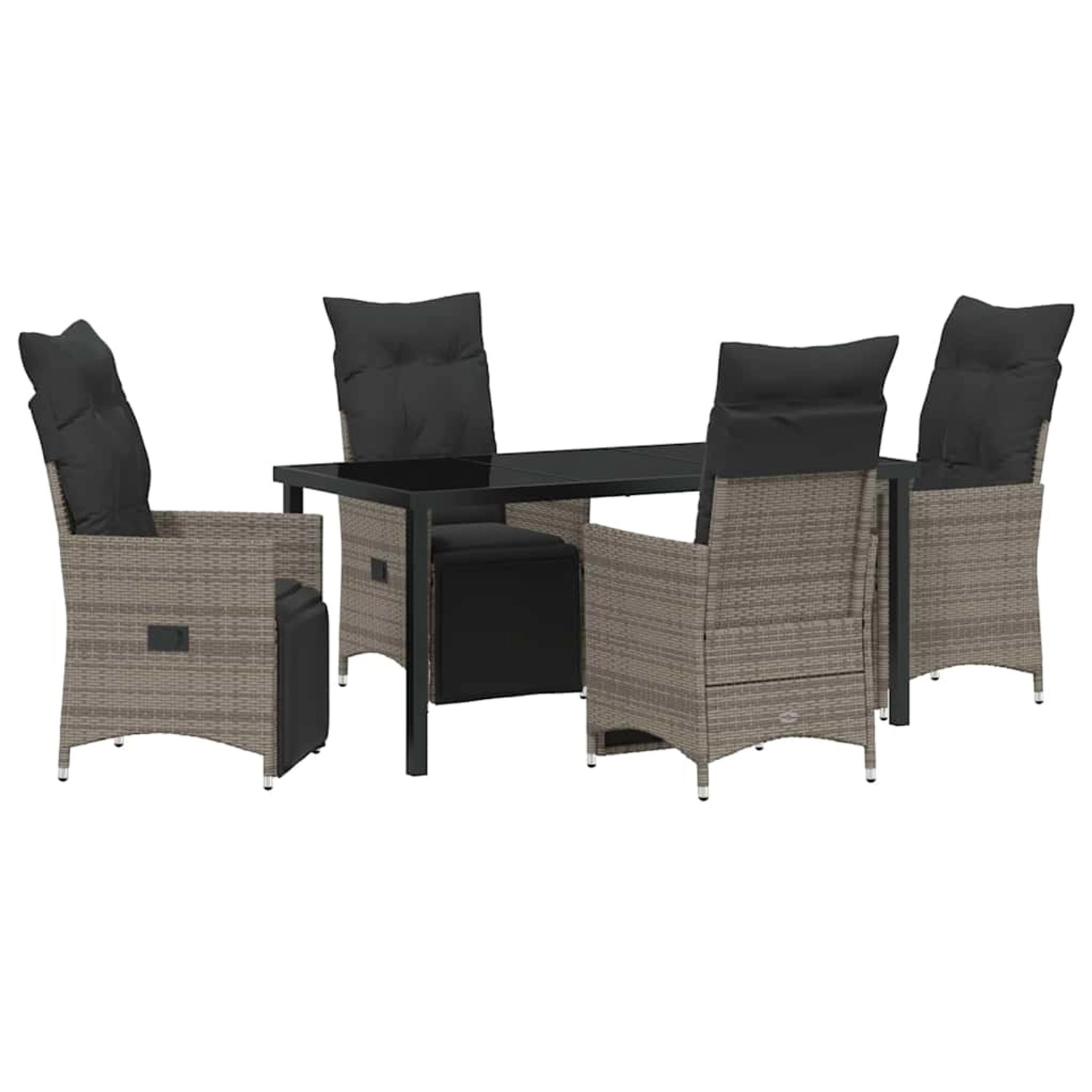 vidaXL Garten Essgruppe mit Kissen 5-Tlg Grau Poly Rattan 3379579 günstig online kaufen