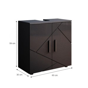 Vicco Waschbeckenunterschrank Irma, anthrazit hochglanz, 60x59 cm, mit zwei Türen und Siphonausschnitt.
