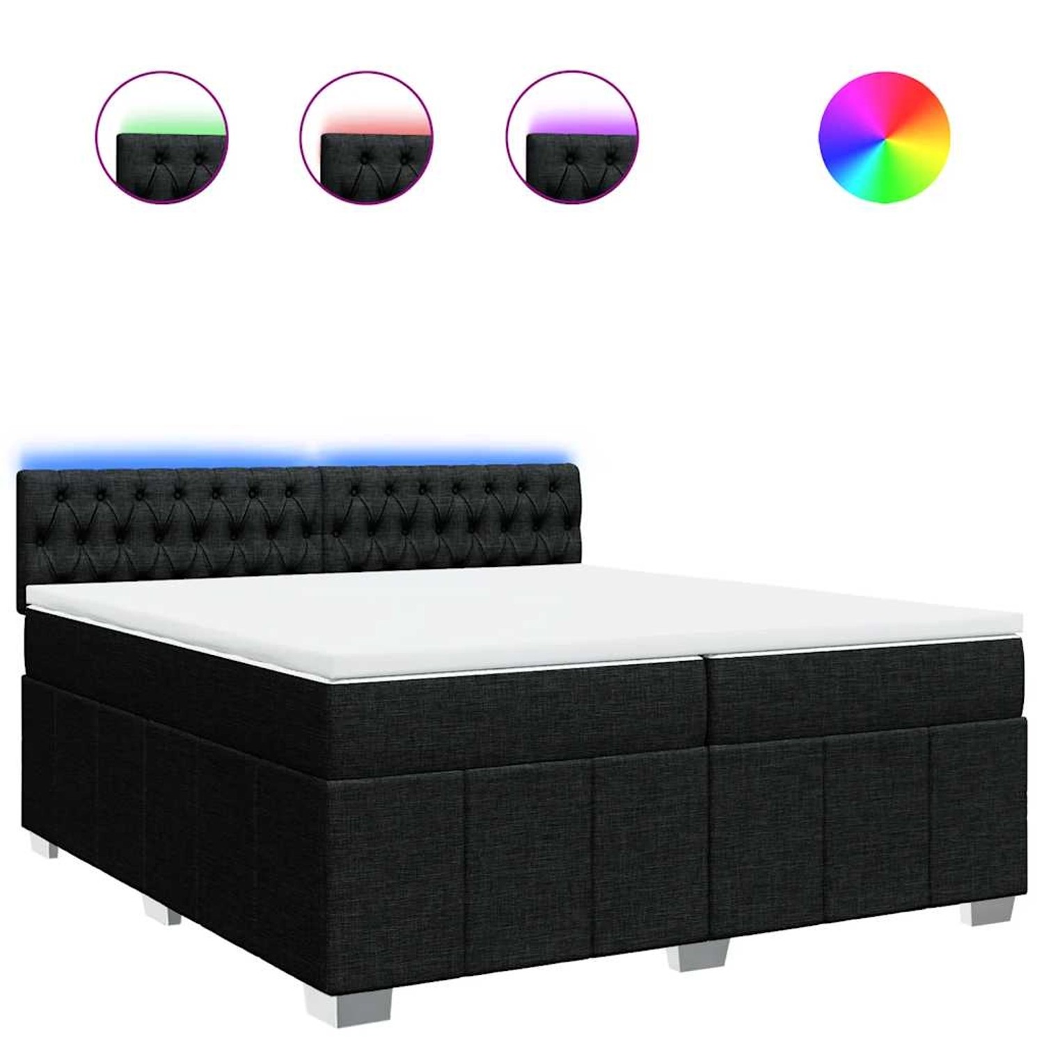 vidaXL Boxspringbett mit Matratze Schwarz 200x200 cm Stoff 3289484 günstig online kaufen