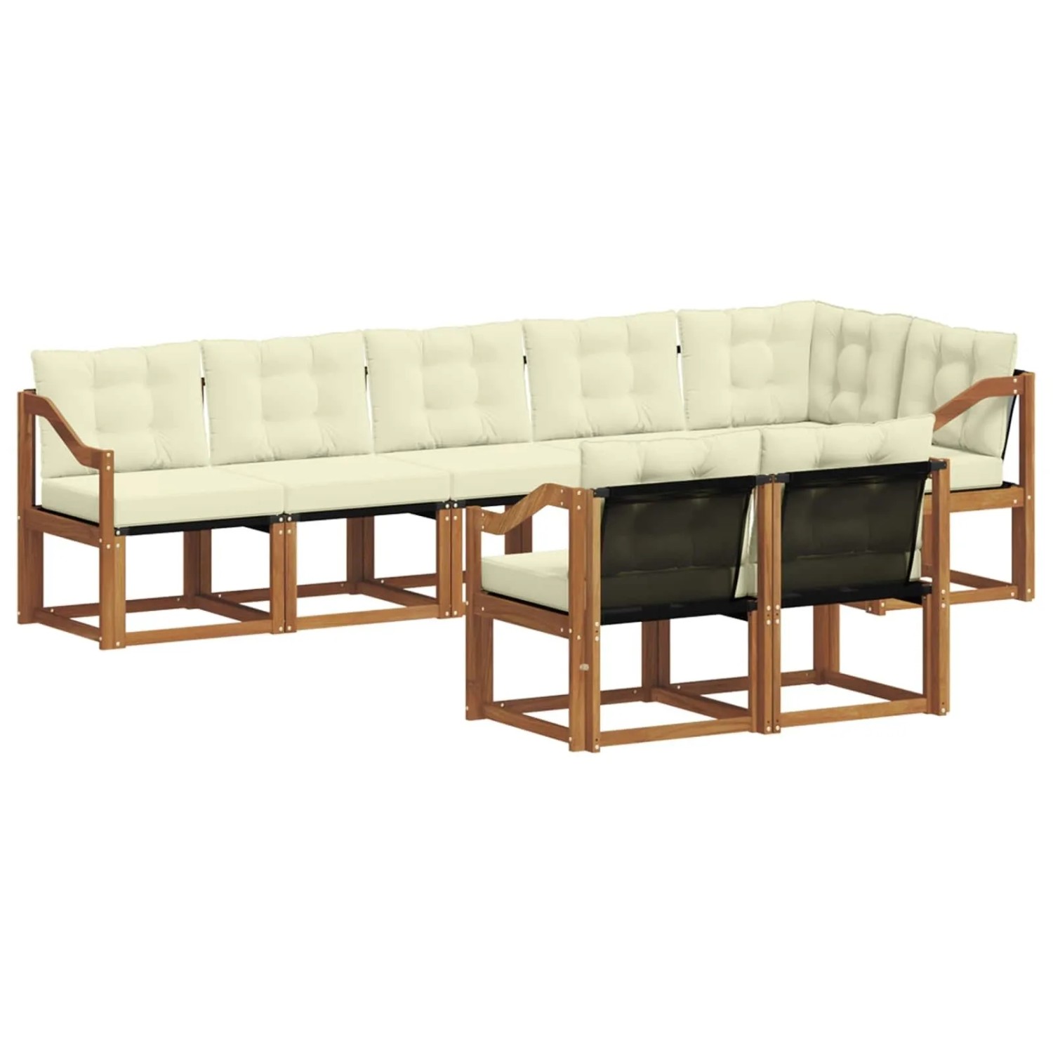 vidaXL Outdoor-Sofagarnitur mit Kissen 8-Tlg Natur und Creme 3368793