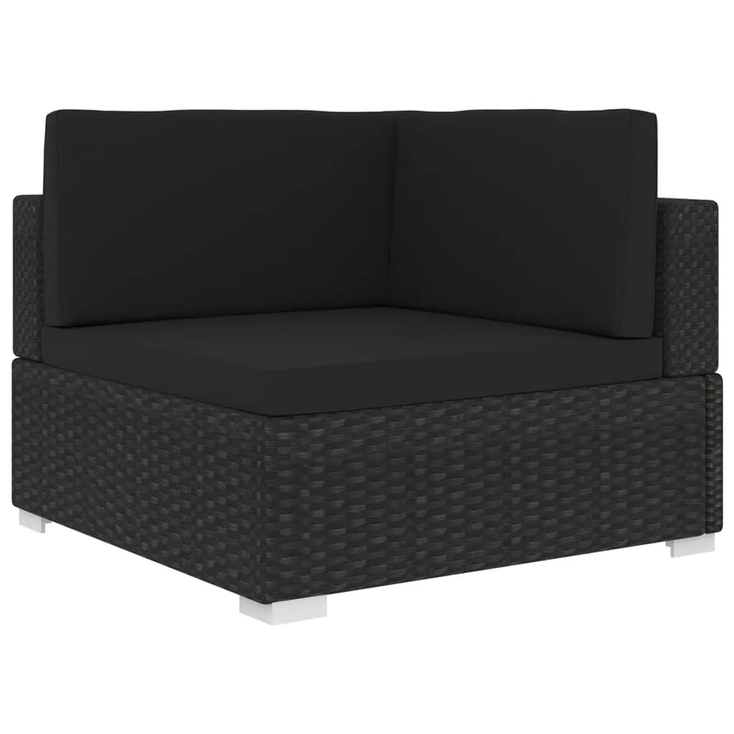 vidaXL Modular-Sofa-Eckteil 1 Stk Auflagen Poly Rattan Schwarz 46800