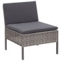 Graues vidaXL Gartenmöbel Lounge-Set: Einzelner Sessel mit anthrazitfarbenen Auflagen aus Polyrattan.