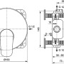 Technische Zeichnung: Ideal Standard Ceraflex Unterputz Brausearmatur in Chrom mit Maßangaben.