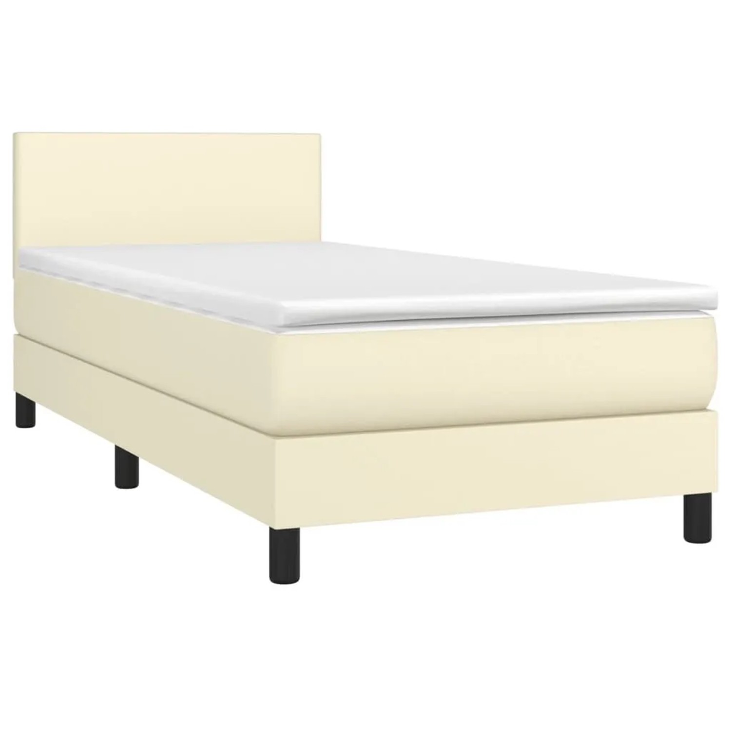 vidaXL Boxspringbett mit Matratze & LED Creme 80x200 cm Kunstleder 3134071