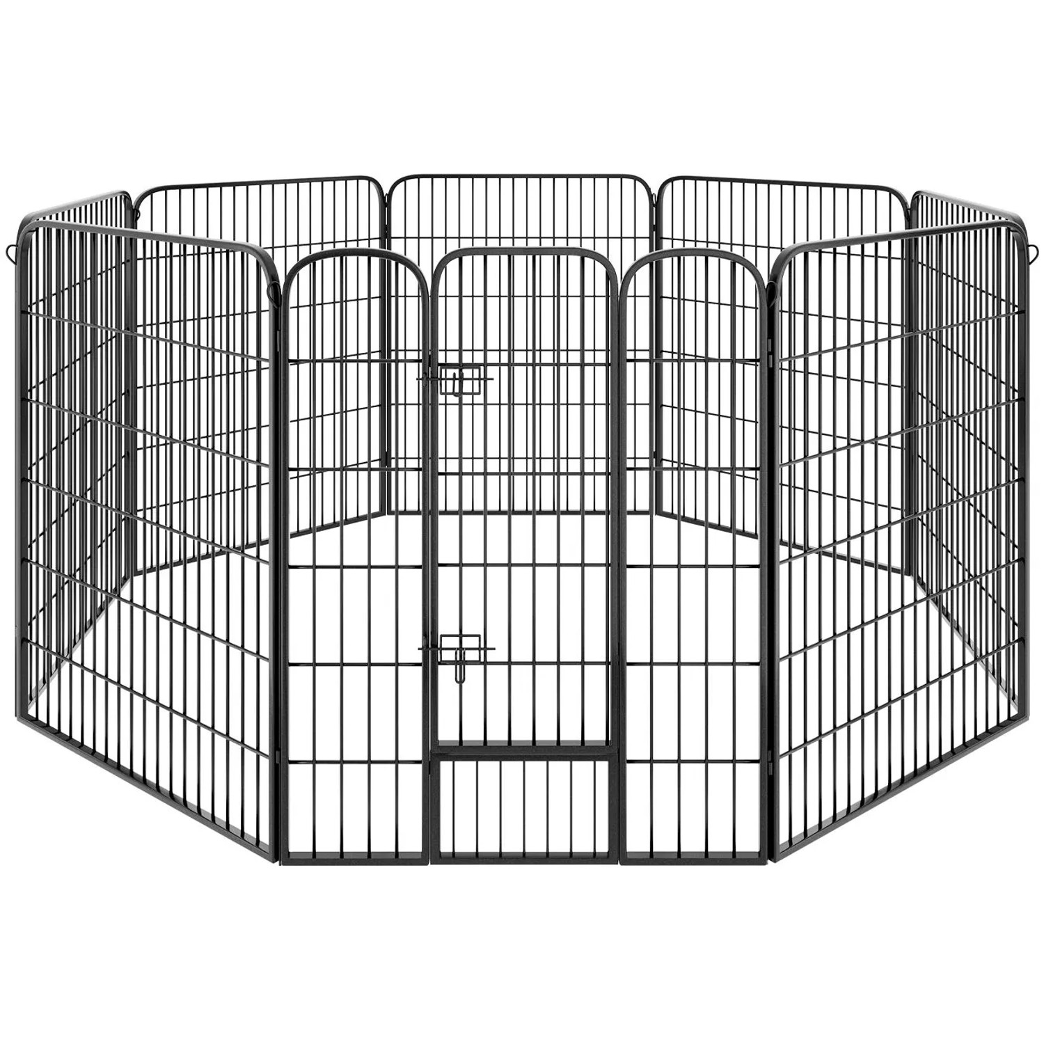 Tectake Welpenauslauf Lisa 8 Teilig  Faltbar Türe Mit Doppelverriegelung  154 x 154 x 100 cm Grau