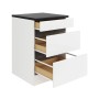 Optifit Unterschrank Luca932 mit 3 Auszügen, 60x88x60 cm, weiß und anthrazit. Küchenunterschrank mit Arbeitsplatte.