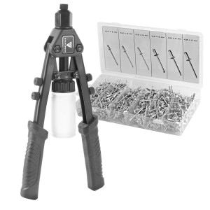STAHLWERK Nietzangen Set mit Blindnietzange, Hebelnietzange, 500 Nieten und Transportbox.