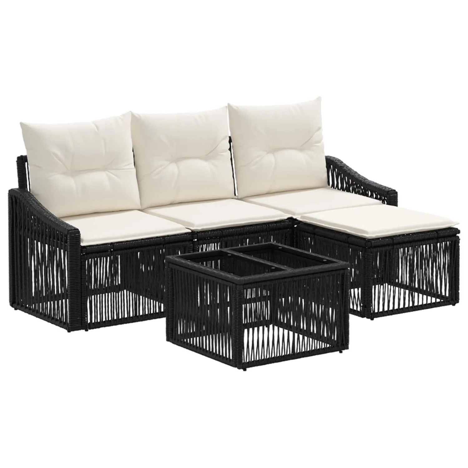 vidaXL Gartensofa-set 5 Stk Schwarz Poly-Rattan 3435988