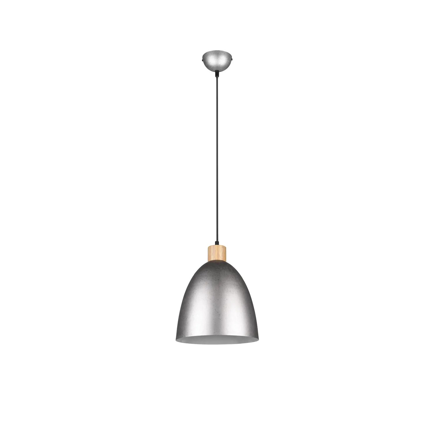 Nickel-farbene Reality Pendelleuchte Jagger im Antik-Look, 25x25cm. Hängelampe für Wohn- und Essbereich.