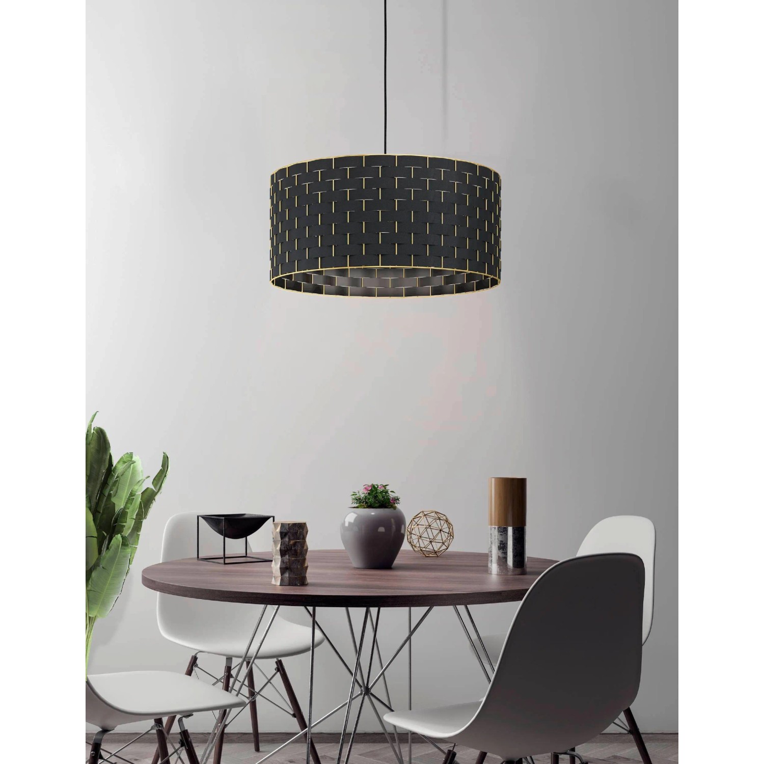 Eglo Hängeleuchte Marasales, schwarz-messingfarben, Ø 55cm. Moderne Pendelleuchte für Wohn- und Esszimmer.