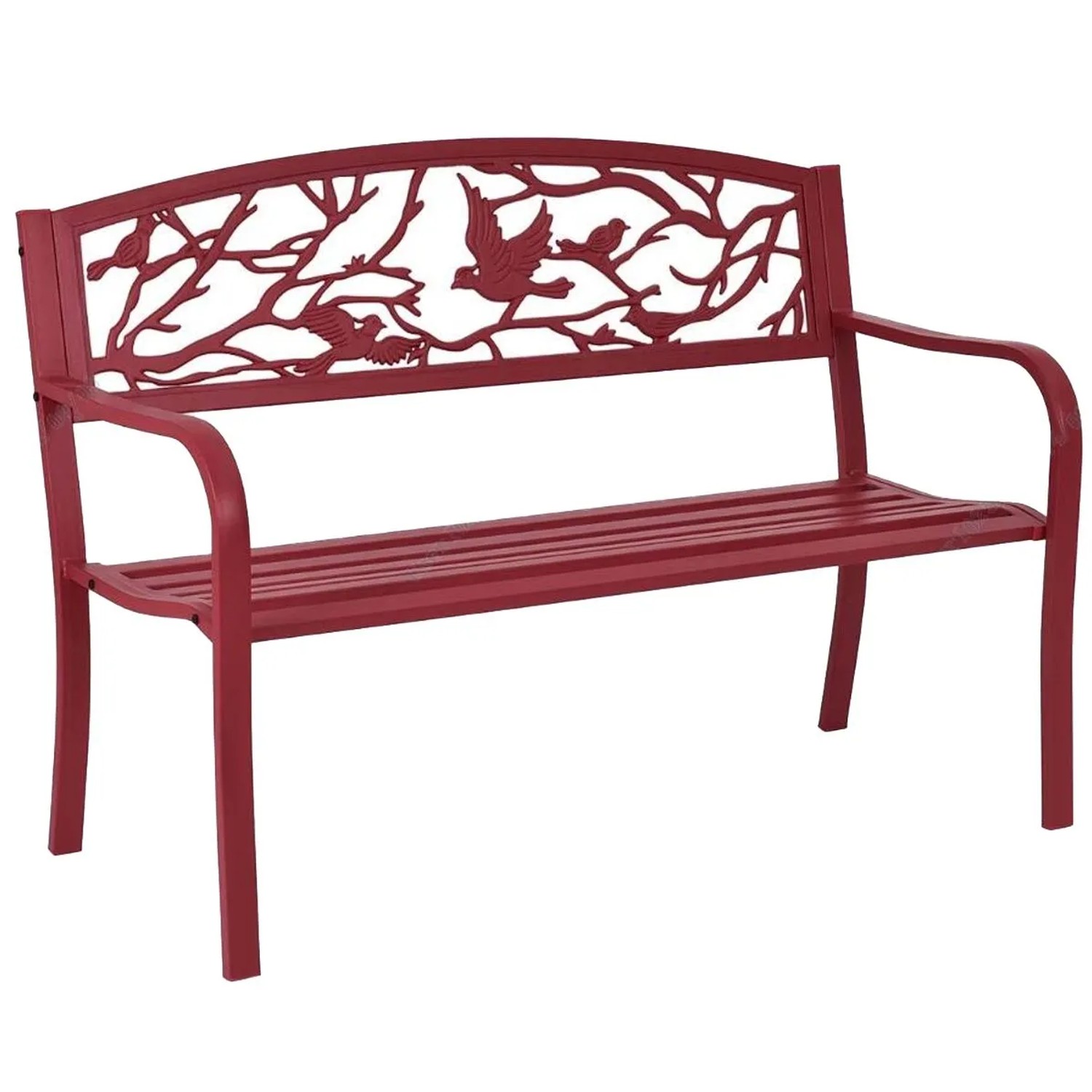 Costway Gartenbank Gusseisen für 2-3 Sitzer 127 x 59,5 x87,5 cm Rot