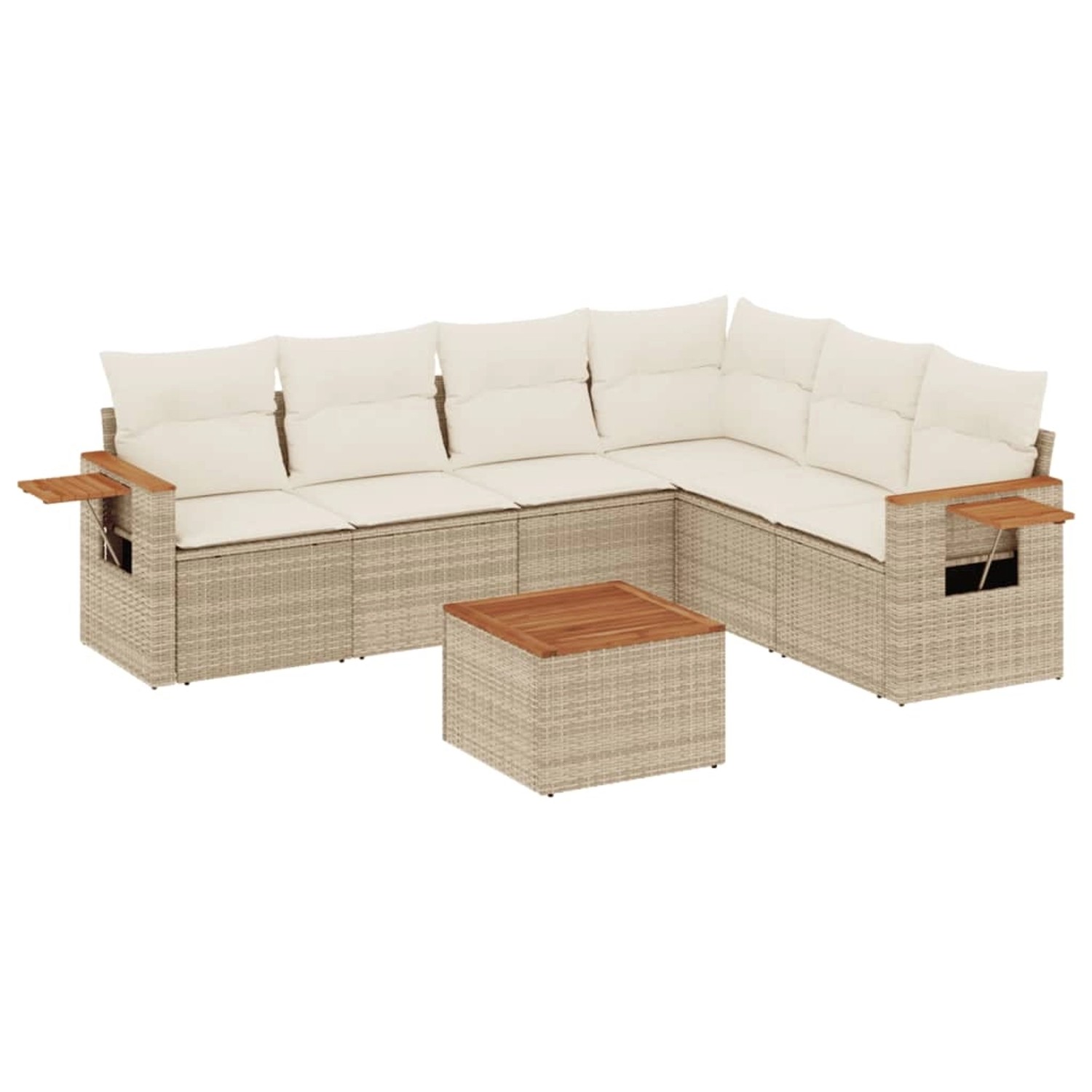 vidaXL 7-Tlg Garten-Sofagarnitur mit Kissen Beige Poly Rattan 3259251 günstig online kaufen