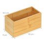 Schmale Relaxdays Ordnungsbox aus Bambus, Naturfarben, 9,5x18x9cm, zur Aufbewahrung und Ordnung.
