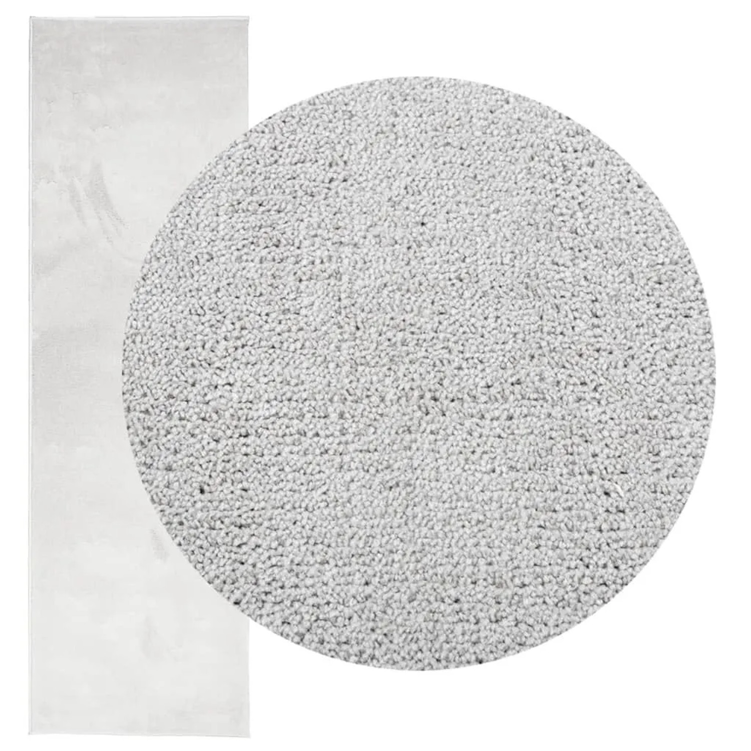 Grauer vidaXL OVIEDO Kurzflor Teppich 80x250 cm. Nahaufnahme der weichen, dichten Florstruktur aus Polyester.
