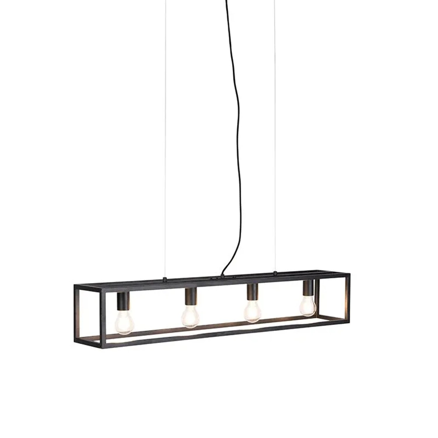 QAZQA Industrie Hängelampe Schwarz 4-flammig Cage 4