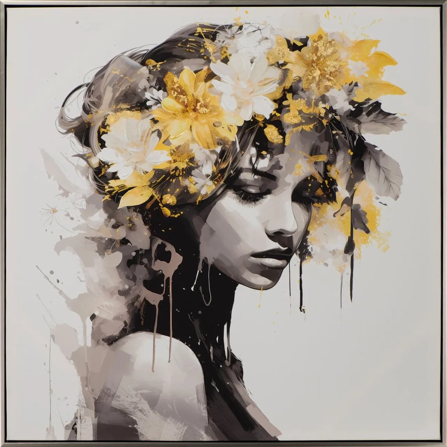 Art Universe Leinwandbild Golden Flower Beauty 80 x 80 cm