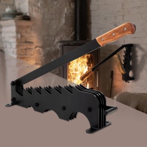 ECD Germany Holzspalter aus Gusseisen, schwarz, mit Holzgriff zur Wandmontage.