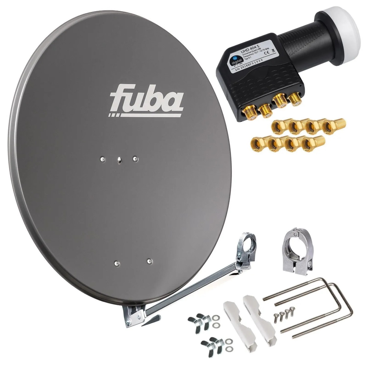 hb-digital Sat Anlage 80cm Fuba DAL 800 Aluminium Anthrazit mit Quad LNB
