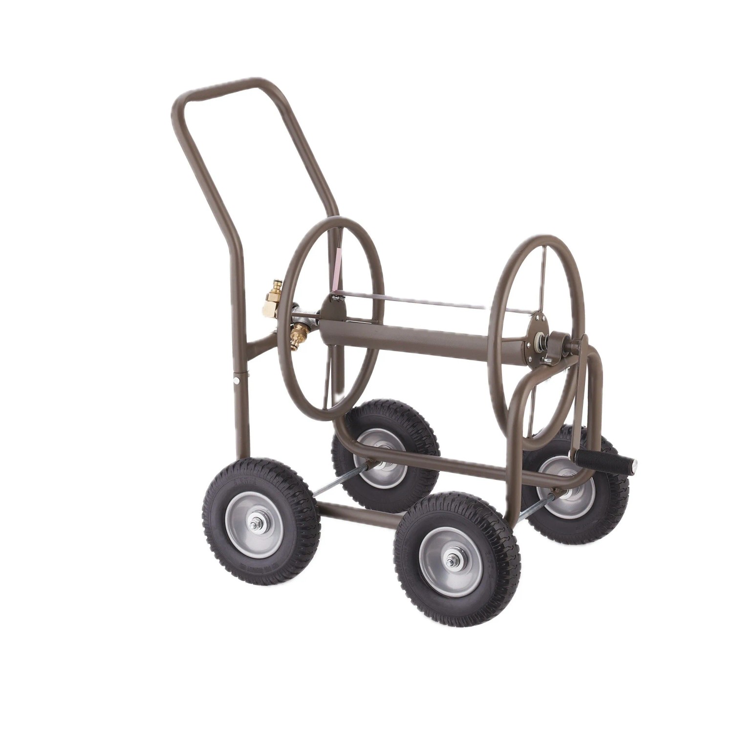 Relaxdays Schlauchwagen Stahl Braun mit 4 Vollgummirädern 81 cm x 50 cm x 80 cm 10,1 kg