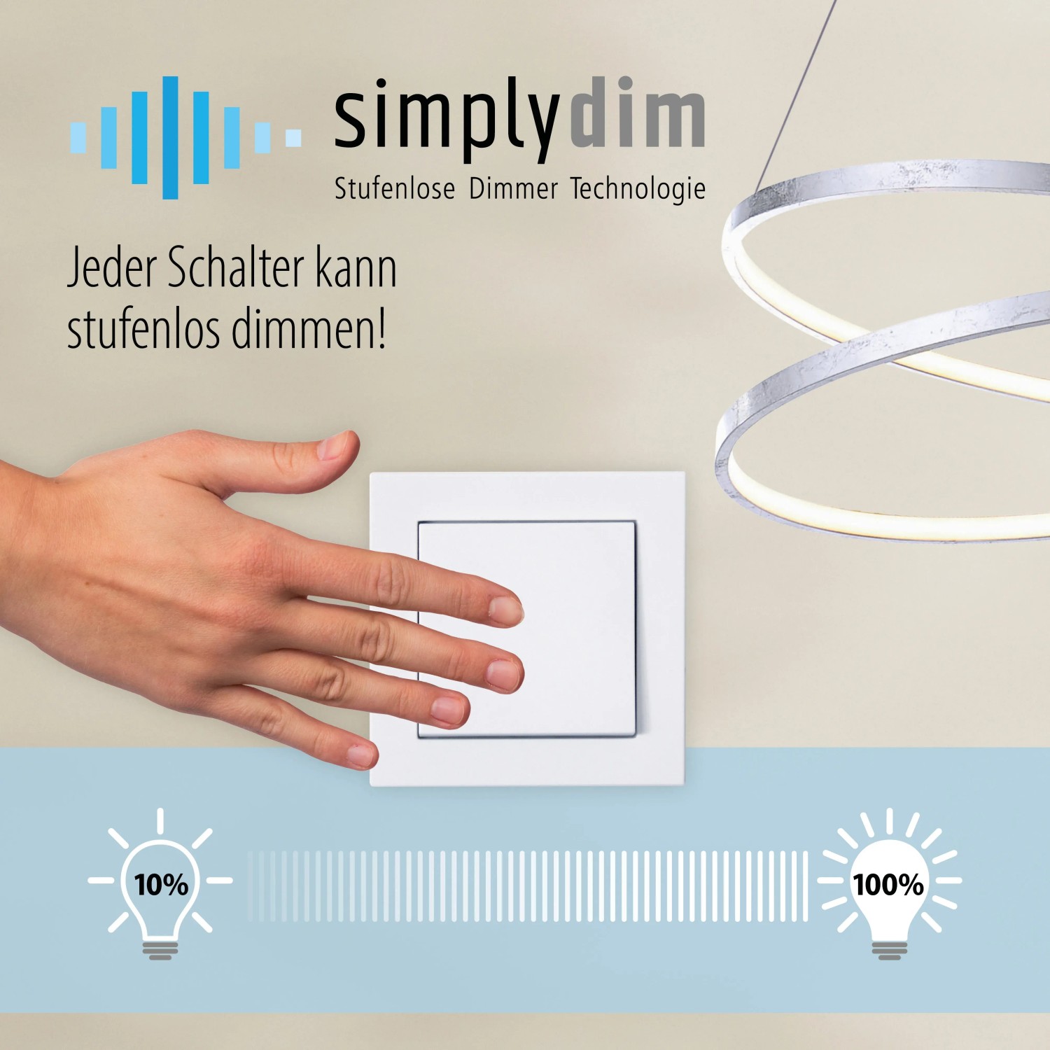 Paul Neuhaus LED-Deckenleuchte Inigo mit Dimmfunktion über Lichtschalter. Stahl, 53,8x24,2cm.