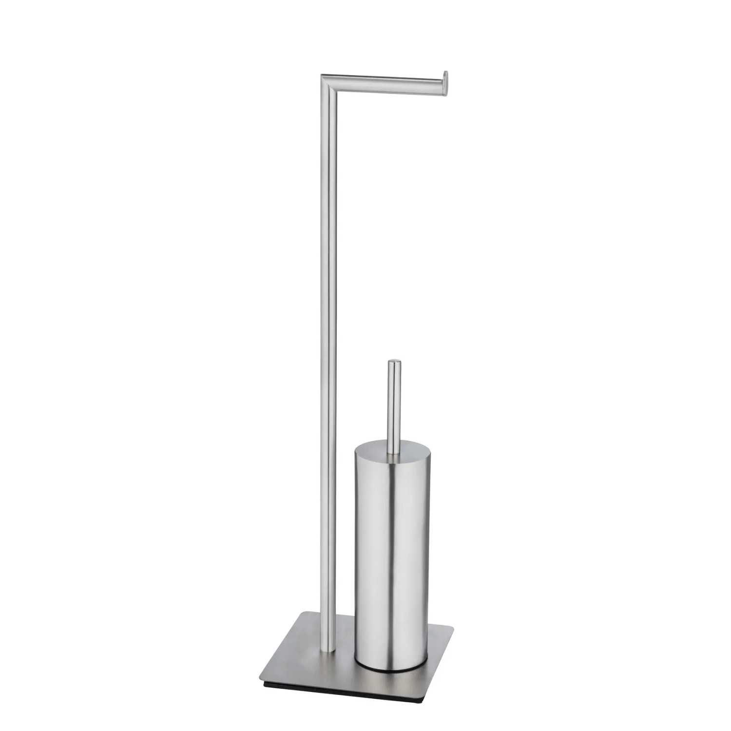 WENKO Stand WC-Garnitur Recco aus satiniertem Edelstahl mit WC-Bürste und Toilettenpapierhalter.