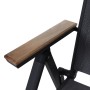 Detailansicht: Siena Garden Klappsessel Tesor mit Teak-Armlehne und anthrazitfarbenem Gestell.