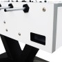 Detailansicht Cougar Worldcup Premium Pro Fußballtisch: Weiße Seitenwand mit Ballausgabe und schwarzen Metallfuß.