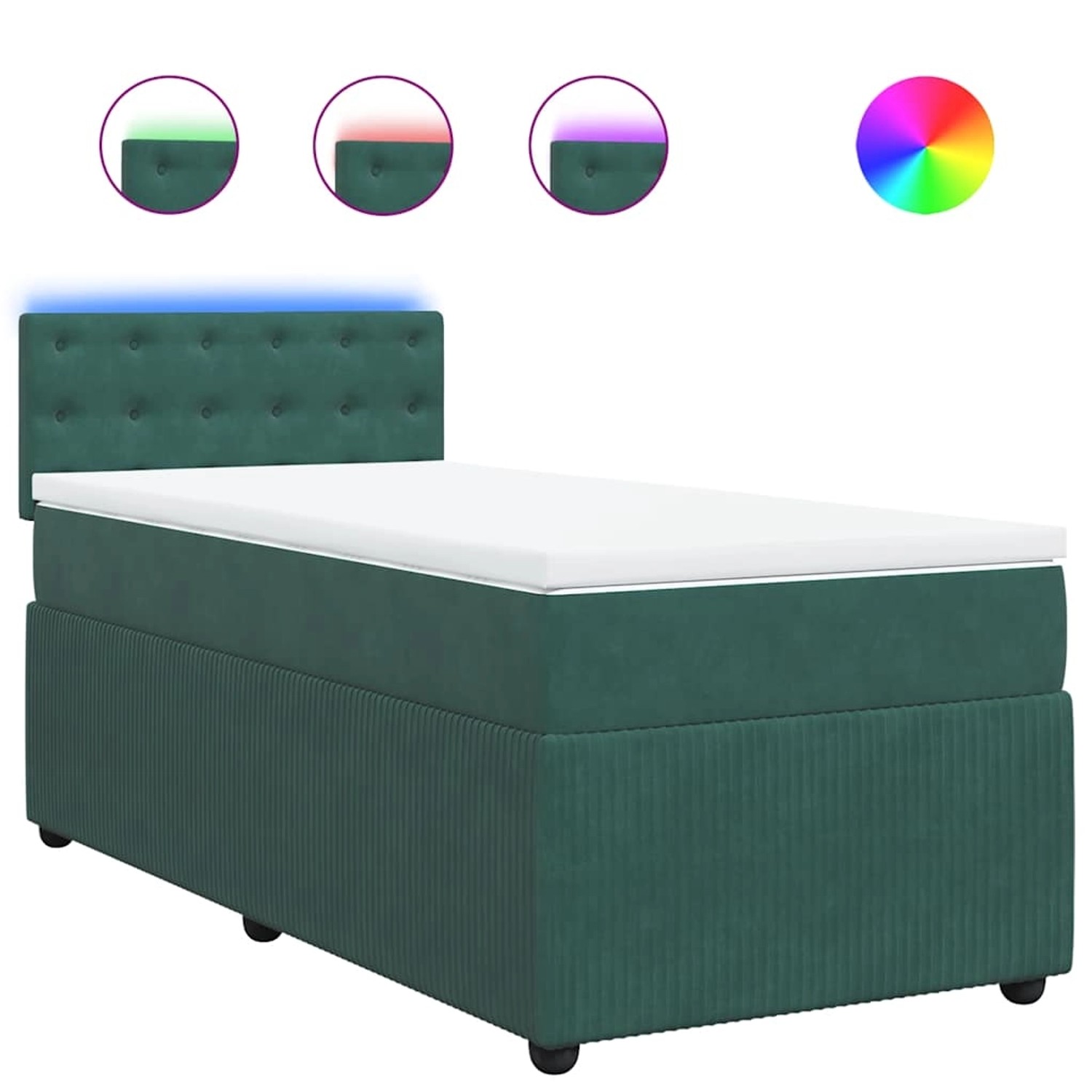 vidaXL Boxspringbett mit Matratze Dunkelgrün 90x200 cm Samt 3289941 günstig online kaufen