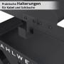 Schwarze Halterung am Schweißwagen für Kabel und Schläuche. Praktisches Zubehör für Werkstatteinrichtung.