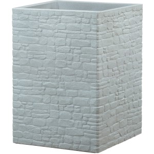 Scheurich Pflanzsäule Muretto High in Stony Grey, quadratisch, Mauerwerk-Optik.