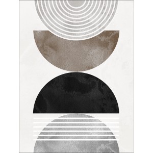 Pro Art Bild: Abstrakte Halbkreise in Schwarz, Grau und Braun auf Leinwand, 80x60 cm.