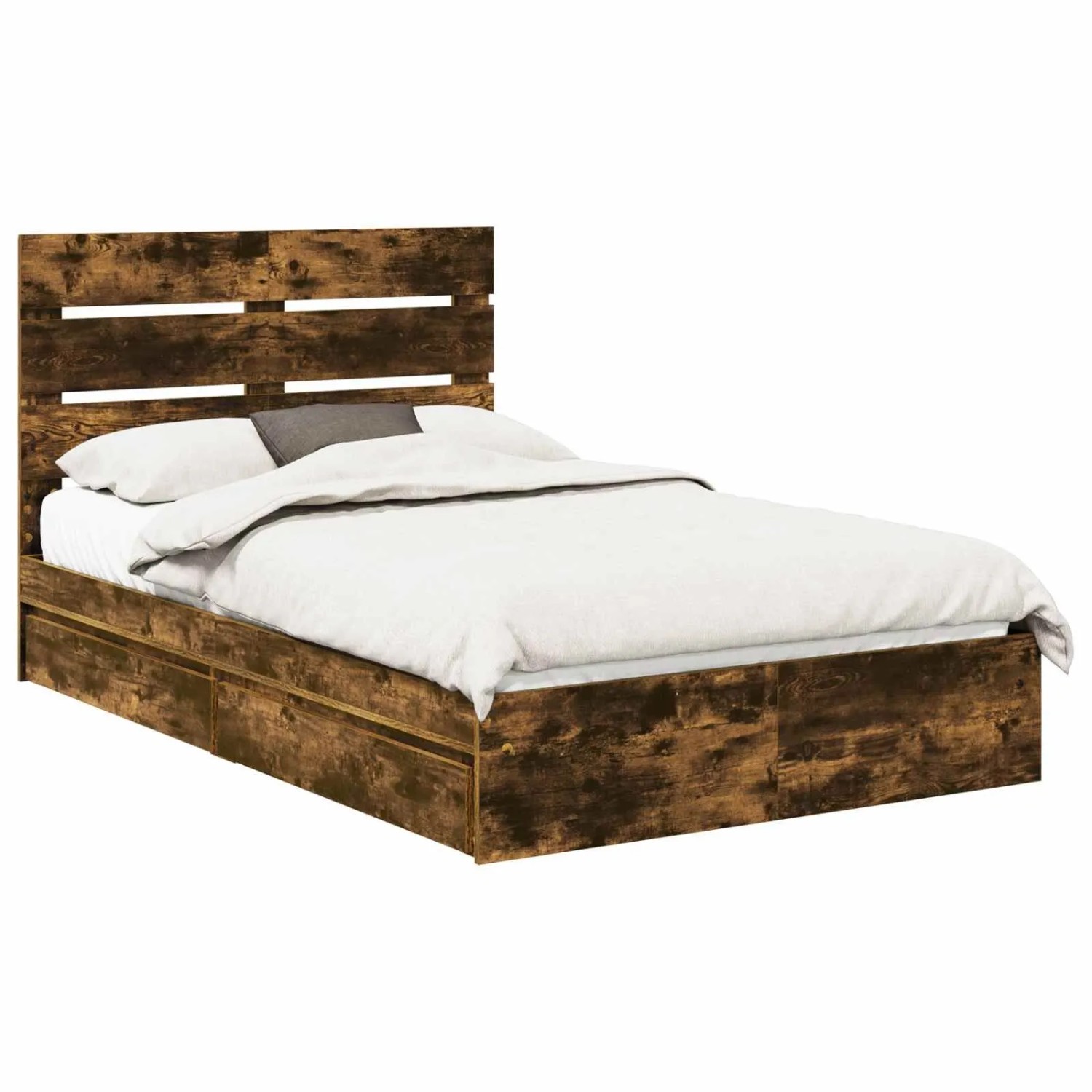 vidaXL Stauraumbett Räuchereiche 135 x 190 cm Holzwerkstoff 3411906 günstig online kaufen