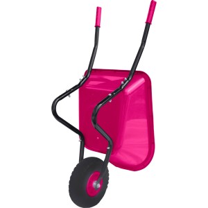 Pro-Bau-Tec Kinderschubkarre, 20 l, pinke Mulde, pannensicheres Rad, für kleine Helfer im Garten.