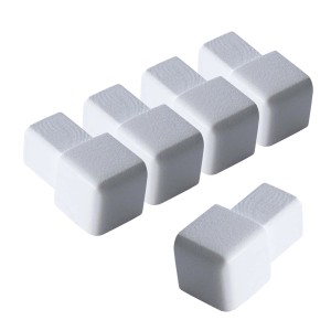 Weiße Dalsys Endstücke für Fliesenschienen Quadratprofil 5x8mm aus eloxiertem Aluminium.