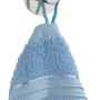 Wenko Wandhaken Savona Chrom mit blauem Handtuch. Handtuchhalter aus Edelstahl.