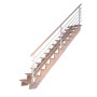 Gerade Buchetreppe Lindos mit Edelstahlgeländer, 80 cm breit, für den Innenbereich.