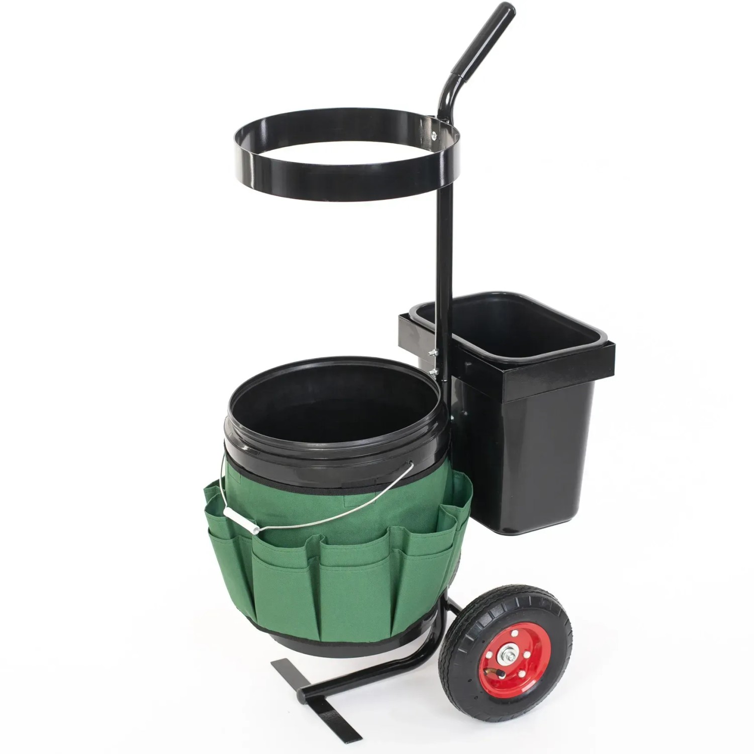 Westmann Gartenwagen mit Eimern und Werkzeugtasche, ideal für Gartenarbeit.