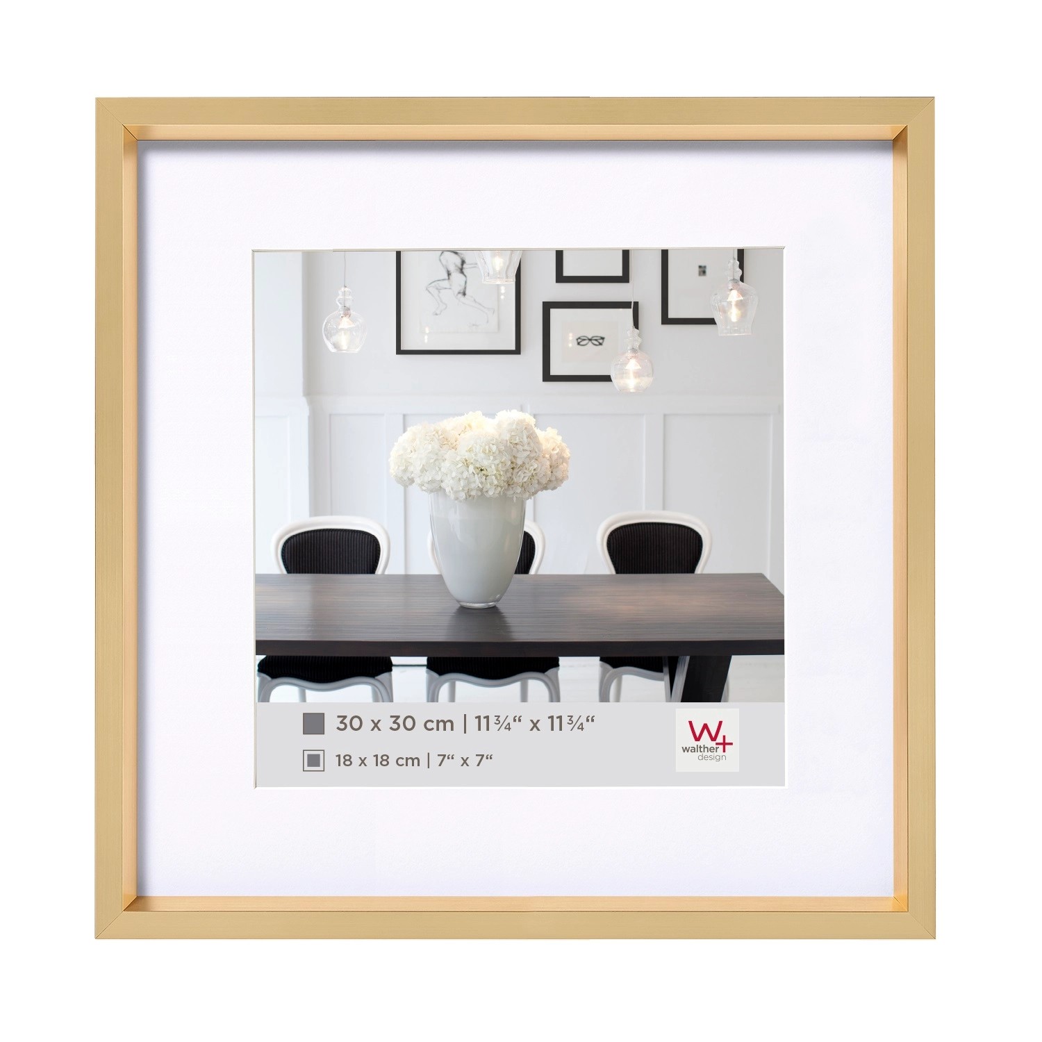 walther design Steel Style Kunststoff Bilderrahmen  40x40 cm Gold günstig online kaufen